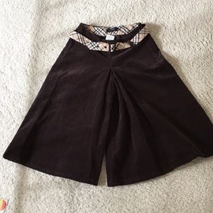 Authentic Burberry Girls 8y Brown Corduroy Culottes Pants Brand New